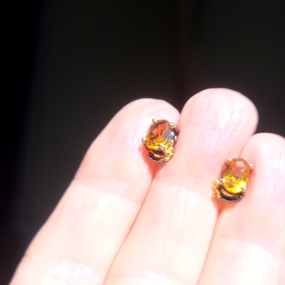 Citrine 2k sterling Rhodium & gold simply chic earrings - Picture 9 of 9